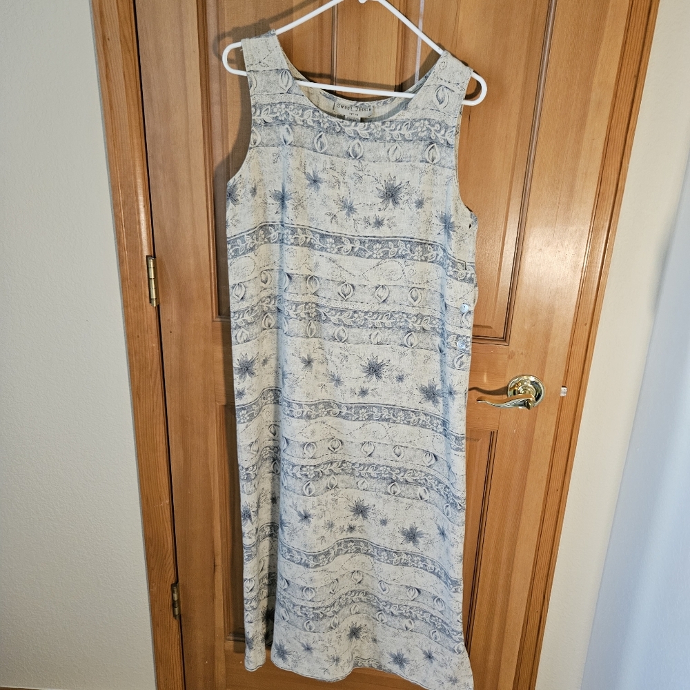 Sweet Jessie Size MP Blue and Cream Printed Two-Piece Women’s Dress Set - Picture 4 of 16